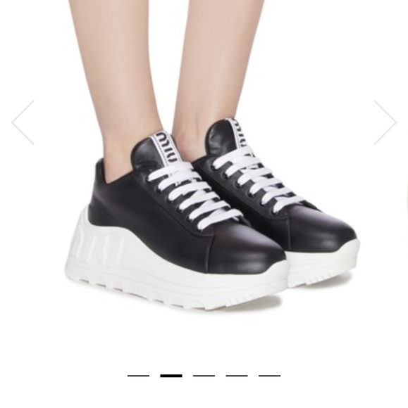 Miu Miu Genuine Leather Black Sneakers - Picture 8 of 9